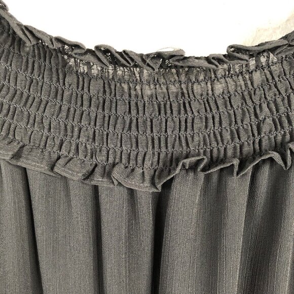 CeCe Dress Womens 8 Black Chiffon Ruffles Feminine Smocked Neck Capsule NEW - Picture 15 of 16